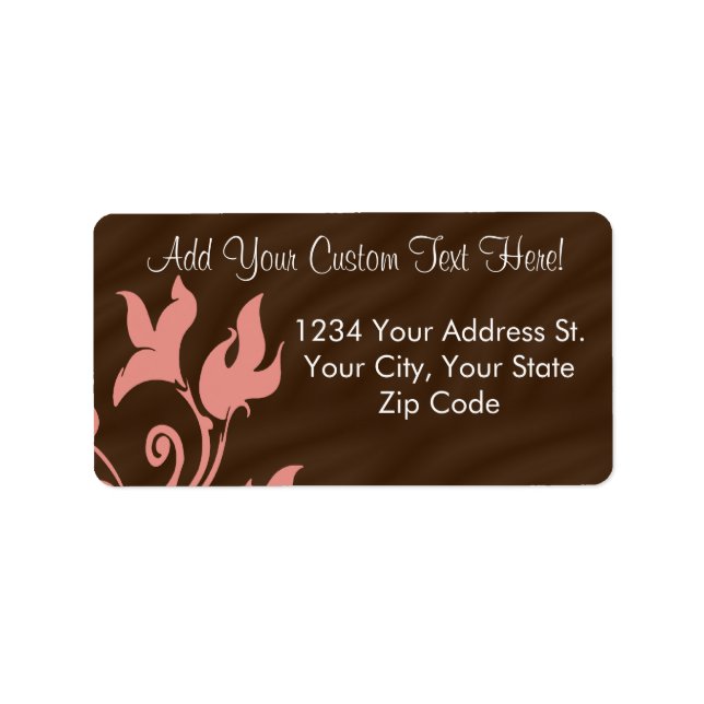 Rosa och Brown Swirl Adressetikett (Framsidan)