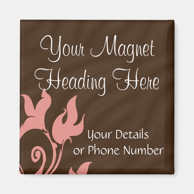 Rosa och Brown Swirl Magnet (Framsidan)