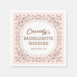 Rosa och Brown Westerna Bachelorette Party Pappersservett