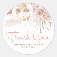 Rosa och brun Blommigt Exotic Baby Shower Tack