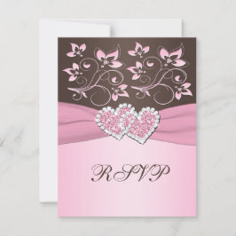 Rosa och brun Blommigt Gått med Hearts-OSA kort