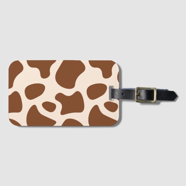 Rosa och Brun Ko Tryck Bagagebricka (Framsida horisontal)