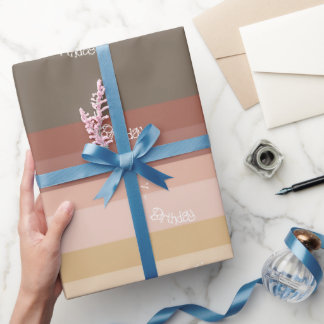 Rosa och brun modern randig presentpapper