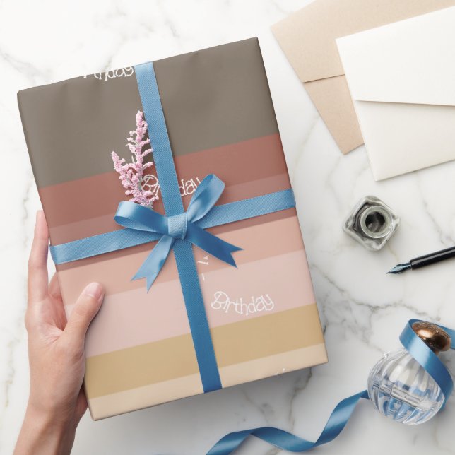 Rosa och brun modern randig presentpapper (Gifting)