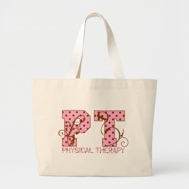 rosa och brun polka dots för halv liter jumbo tygkasse (Framsidan)