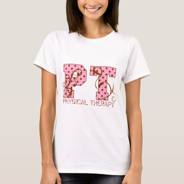 rosa och brun polka dots för halv liter tee shirt (Framsida)
