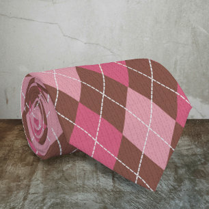 Rosa och bruna diamanter - Argyle-mönstrad stickni Slips