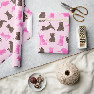 Rosa och bruna katter presentpapper