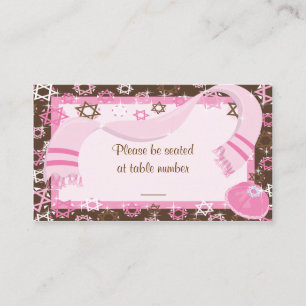 Rosa och brunt Bat mitzvah Bord-kort Placeringskort