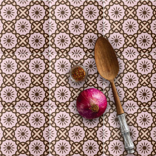 Rosa och brunt mosaik Geometric Mönster Kakelplatta