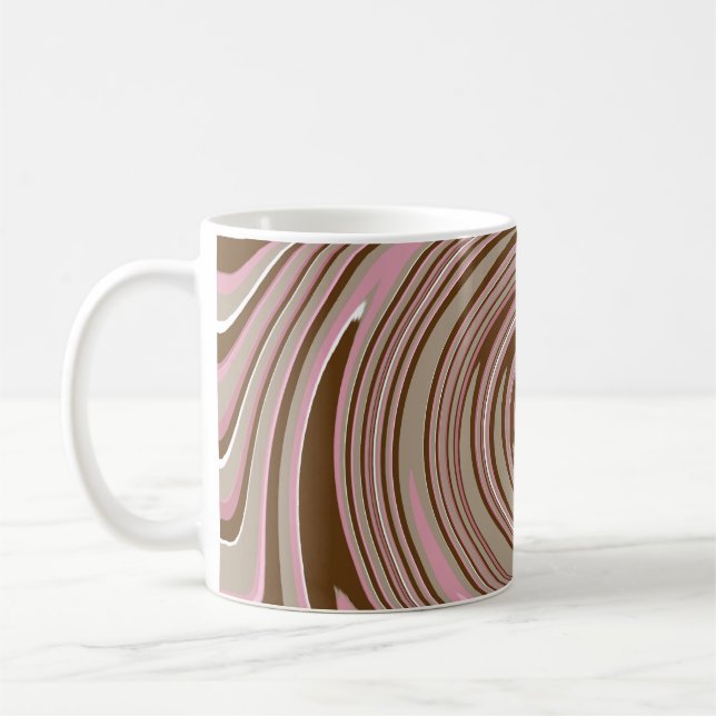 Rosa och brunt snurra mönster kaffemugg (Vänster)