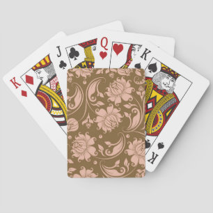 Rosa- och bruntblommönster casinokort