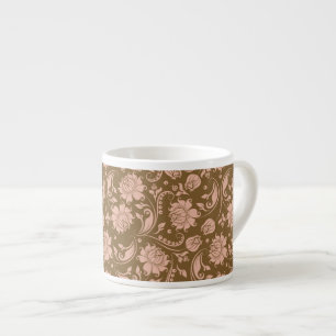 Rosa- och bruntblommönster espressomugg