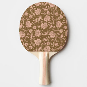 Rosa- och bruntblommönster pingisracket