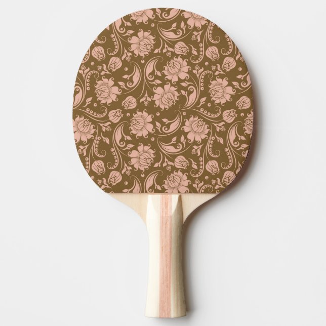 Rosa- och bruntblommönster pingisracket (Framsidan)