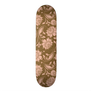 Rosa- och bruntblommönster skateboard bräda 20,5 cm