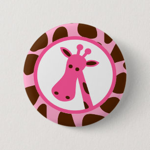 Rosa- och bruntgirafffläckar och giraffhuvud knapp