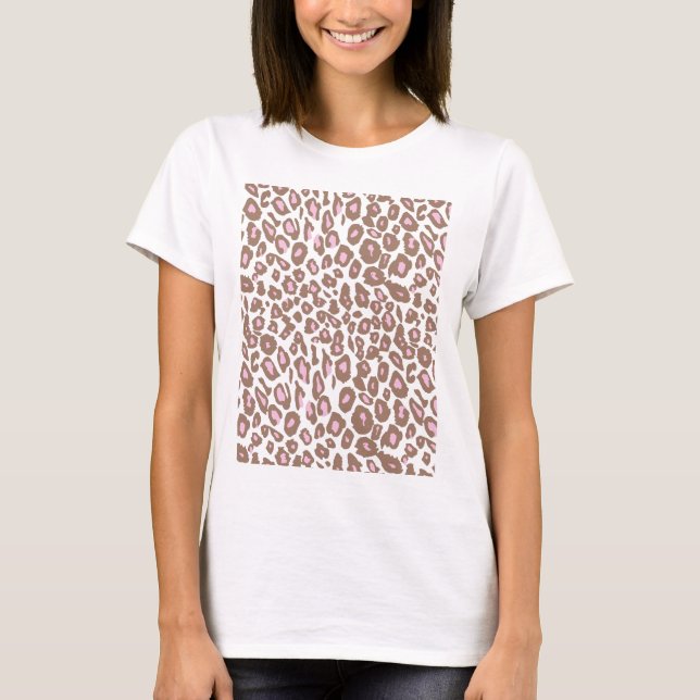 Rosa- och bruntLeopardtryck T-shirt (Framsida)