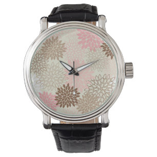 Rosa- och bruntmorsamönster armbandsur