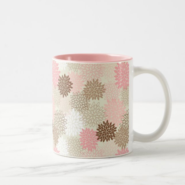 Rosa- och bruntmorsamönster Två-Tonad mugg (Höger)