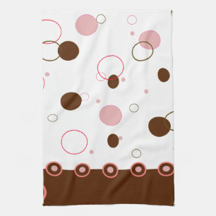 Rosa- och bruntpolka dots kökshandduk