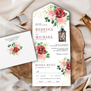 Rosa och burgunderfärgad blomlykta bröllop