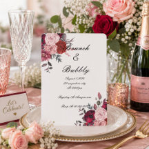 Rosa och Burgunderfärgade Blommor Bröllopsdusch