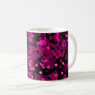 Rosa och burgunderfärgade polka prick konfettimöns kaffemugg