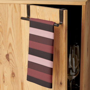 Rosa och Burgundi-stripe Kökshandduk