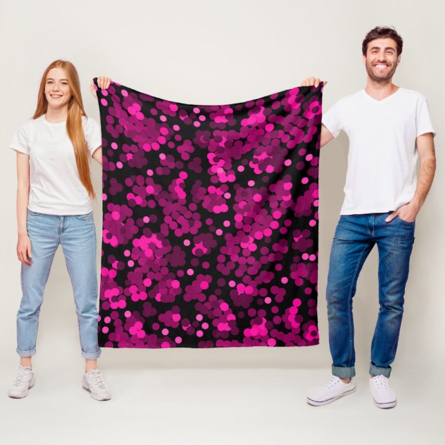 Rosa och burgundisk poka prick konetti mönster fleecefilt (På plats)