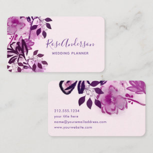 Rosa och Burgundy Blommig Typografi Visitkort
