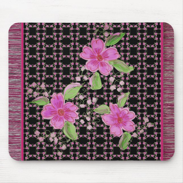 Rosa och burgundy magisk matta designer musmatta (Framsidan)