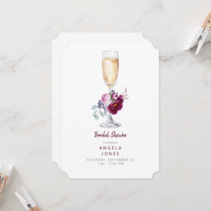 Rosa och Burgundy Peony Champagne-Möhippa Inbjudningar