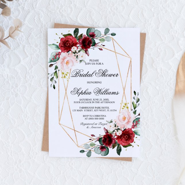  Rosa och Burgundy Ro Möhippa Inbjudningar (Skapare uppladdad)