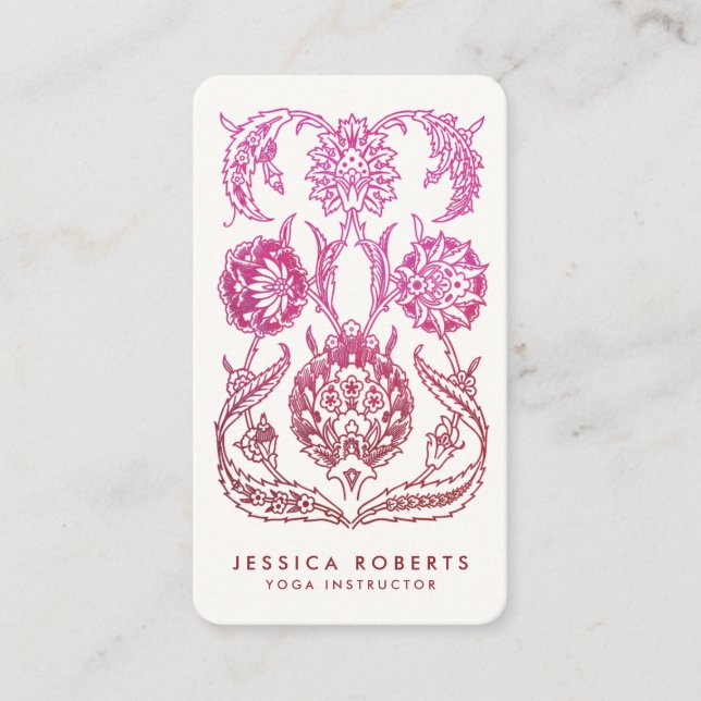 Rosa och Burgundy Watercolor Ornamental Design Visitkort (Framsida)