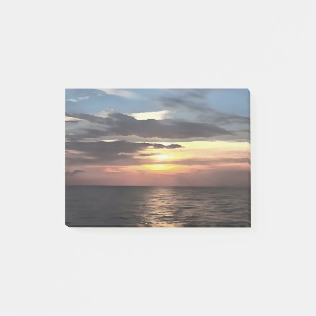 Rosa och Cerulean Blue Artistic Ocean Sunrise Post-it Block (Framsida)