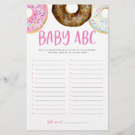Rosa och choklad Donuts ABC Baby Shower Game