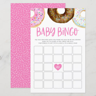Rosa och choklad donuts Baby Bingo-spelkort