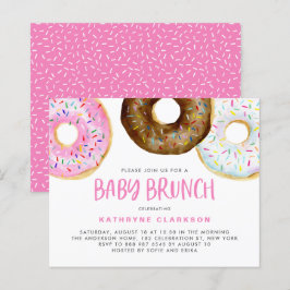 Rosa och chokladdonut-babybrunch-inbjudan