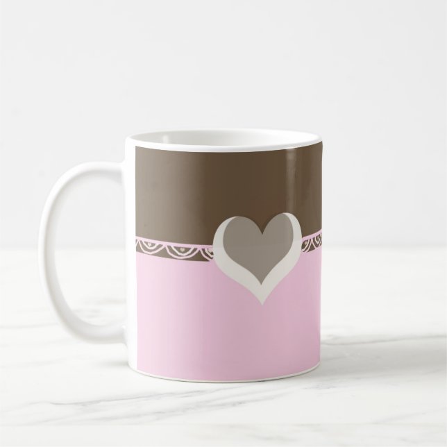 Rosa och chokladspets kaffemugg (Vänster)