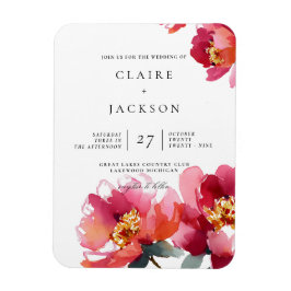 Rosa och Coral Peonies Modern bröllopsinbjudan Magnet