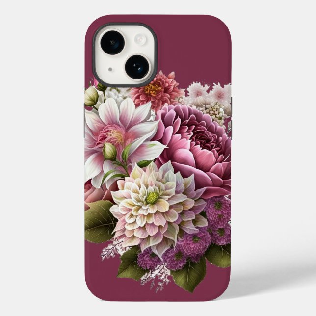 Rosa och Cream Blommigt iphone case (Baksida)