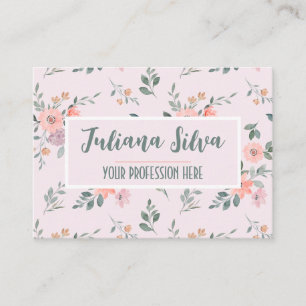 Rosa och Cream-Blommigt med QR Visitkort