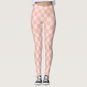 Rosa och Cream Checkerboard Leggings