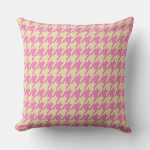 Rosa och Cream Houndstooth Large Tiles Kudde