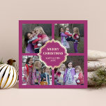 Rosa och Cream jul jul 4 Square Photos Collage Julkort<br><div class="desc">Skicka en elegant julkort till din familj och dina vänner med dina favoritfoton. Vänd över kortet för att visa ett vackert dammmönster på baksidan av kortet.</div>
