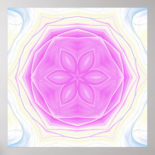 Rosa och Cream kaleidoscopic Mandala Art Poster