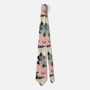 Rosa och Cream - Luna Moth och Moonblommor Slips