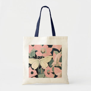 Rosa och Cream - Luna Moth och Moonblommor Tygkasse