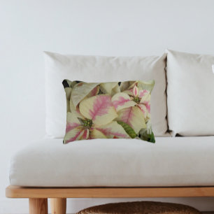 Rosa och Cream Marble Poinsettias Blommigt Prydnadskudde